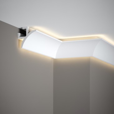 Profilo con Doppio Alloggio per Strip Led in Polimero Duro Resistente Bianco