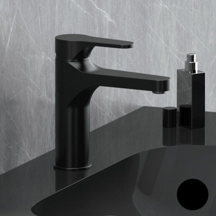 Miscelatore Monocomando Lavabo Alto Senza Foro NERO OPACO